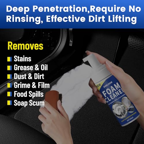 Car Interior Cleaner Multifunctional Foam Cleaner Kit with Detailing Brush & Towel, Deep Stain Clean Auto Seat Carpet Upholstery Safe for Cloth, Leather, Fabric, Vinyl & Plastic, 150ml/5oz - view 3