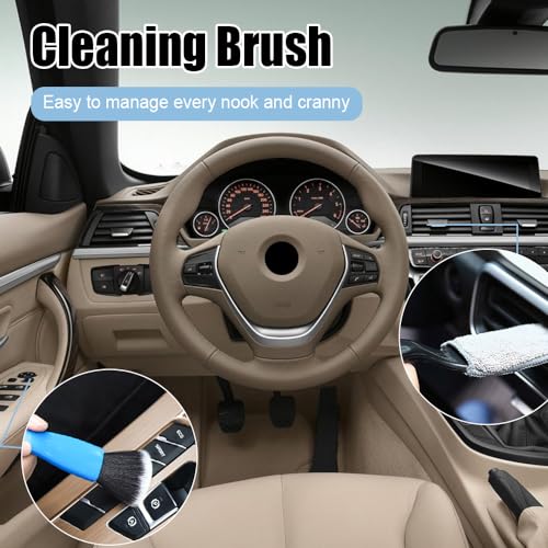 Double Head Brush for Car Clean, Cleaning Brush, Soft Car Detailing Brush, Universal Car Air Vent Cleaner Car Interior Accessories Fit for Cleaning Panels, Air Vent, Leather, Computer (Black) - view 6