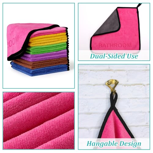 Microfiber Cleaning Cloth Set - 12 Pack Microfiber Towel 12"x12" with Printed Use Labels, Color-Coded Dish Rags Cleaning Towels, Reusable Rags for House, Kitchen, Car, Bathroom, Outdoor - view 5
