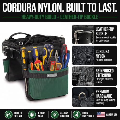 BAG Ultimate Electrician Tool Belt, Medium 28–32" Waist, Green - view 4