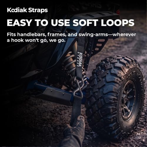 Soft Loop Tie Down Straps - 1 x 12 inches- 4,500 lb Load Capacity - Black 6 Pack - Loops for Securing ATV, UTV, Motorcycles, Scooters, Dirt Bikes, Lawn & Garden Equipment - view 6