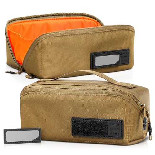 Utility Pouch Ammo Storage Organizer Range Gear Accessories w/ 4 Writable ID Patches, Opens As a Tray, Semi-Hard Shell, 2-Pack