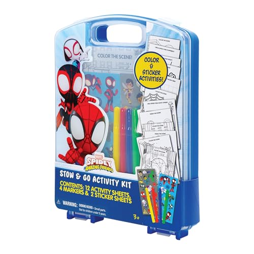 Spidey and His Amazing Friends Stow & Go Activity Kit – 17-Piece Marvel Art Set with Stickers, Crayons, Coloring Pages & Carry Case – Kids Travel Kit Ages 3+ - view 2