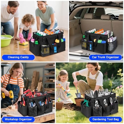 Cleaning Caddy Bag, Cleaning Supplies Organizer for Housekeepers, Housekeeping Caddy with Handle and Detachable Padded Cushion, Black - view 6