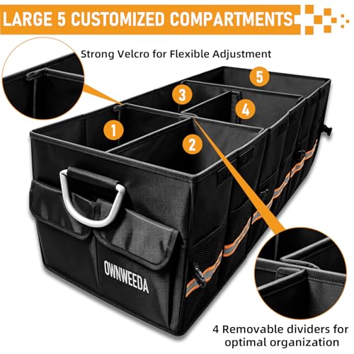 90L Large Car Trunk Organizer with 30L Removable Leakproof Cooler Bag, Collapsible Storage Bin with Lid & Dividers, Heavy Duty Accessories for SUV Sedan, Ideal for Grocery Camping Road Trip - view 3