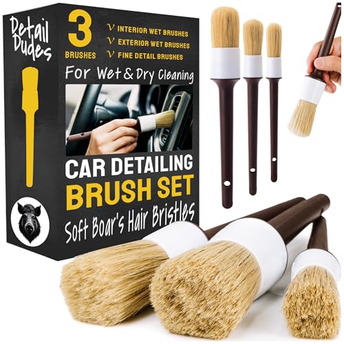 Car Detailing Brush Set 3-pc, Car Detailing Kit Interior