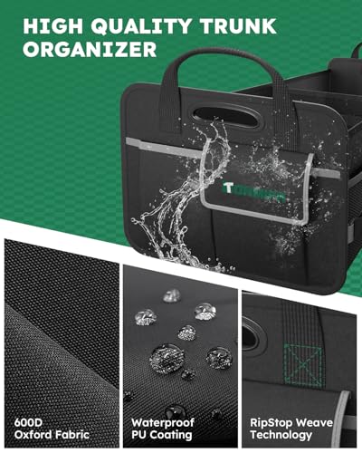 2-Compartment Trunk Organizer & Multi-Compartment Storage Box 600D Waterproof Oxford, with Reflective Strips and 8 Side Mesh Pockets for SUV, Sedan, Minivan- Heavy-Duty Car Organiser(65L) - view 6