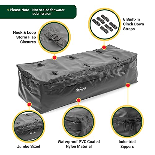 Jumbo Water Resistant Soft Shell Cargo Storage Bag, 47.24" x 19" x 13" - Heavy Duty Rainproof Waterproof Vinyl - Hook & Loop Storm Flap Closures - Designed for Hitch Mount Cargo Racks - view 5