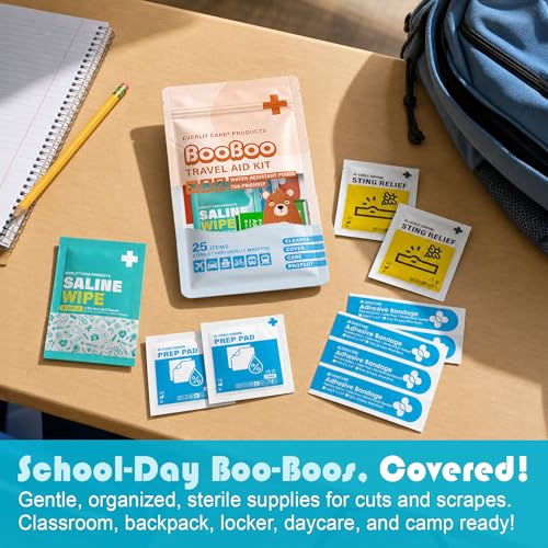 Bulk Mini First Aid Kit 10 Pack | Individual Travel Pouches with 25 Sterile Wound Care Essentials | for School, Classroom, Day-Care, Backpack, Sports, Car, Diaper Bag, Party Favors - view 4