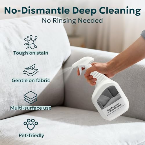 Upholstery Cleaner for Couch Furniture: Strength Multi-Surface Stain Remover Spray for Carpet Spot - Pet-Safe Non-Toxic Quick-Drying for Fabric Sofas Rug Furniture Couches & Car Interiors - view 6