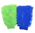 House Cleaning and Car Wash Mitts, Home Dusting Microfiber Gloves, Washing Clean Polish Faster (2-Pack, Green/Blue)