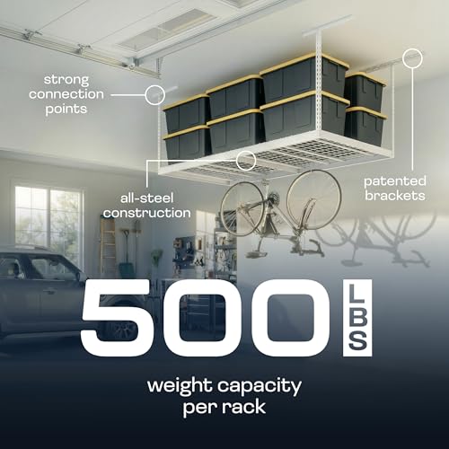 MonsterRax 4x8 Overhead Garage Storage Rack, White, 24"-45" Height - view 4