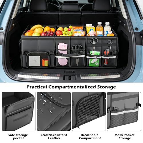 Trunk Organizer Car Organizer Leather Storage Box 3-grid Foldable - view 3