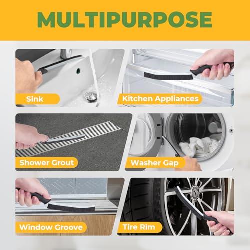 Crevice Cleaning Brush, 3 Pack Hard Bristle Grout Brush - view 4