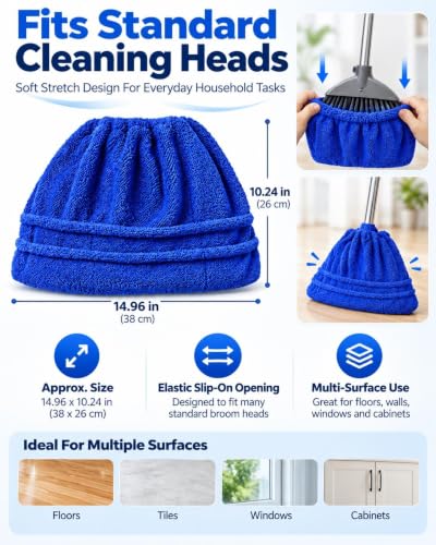 Mop Socks Broom Cloth Cover With Elastic Bands Washable Dusting Pads - view 5