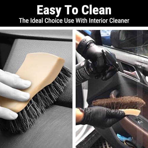 Long Bristle Horse Hair Brush for Leather Car Interiors, Brown - view 6