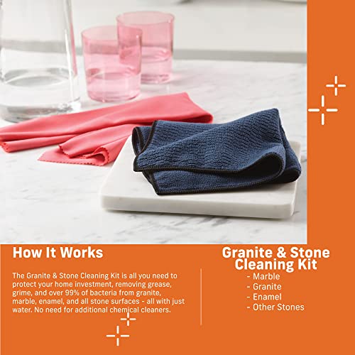 Granite & Stone Cleaning Kit, Premium Microfiber Cleaning Cloth, Ideal Cleaner and Polish for Granite, Marble and Other Stone Countertops, 100 Wash Guarantee, 2 Cloth Set - view 2