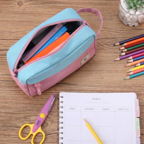 High Capacity Pencil Case, Large Pencil Pouch with 3 Compartments and 2 Pockets, Large Pencil Bag with Smooth Zipper, Cute Pencil Case Pouch Organizer, School Supplies for Teens - view 7
