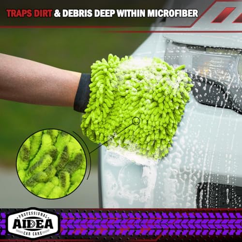 Car Wash Mitt Microfiber-2PK, Car Wash Brush, Green, 7.12''X10.14'' - view 5