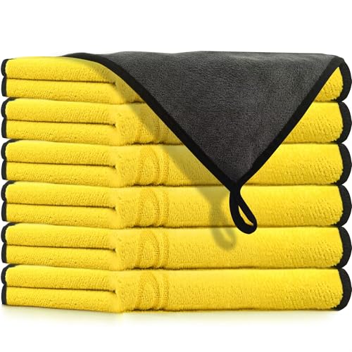 Multipurpose Plush Microfiber Cleaning Cloth Towel for Household, Car Washing, Drying & Auto Detailing - 11" x 22" (6) - view 2