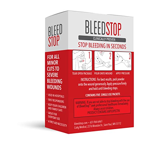 First Aid Powder for Blood Clotting, Trauma Kit, Blood Thinner Patients, Camping Safety, and Survival Equipment for Moderate to Severe Bleeding Wounds or Nosebleeds 5 Pack 15g - view 2