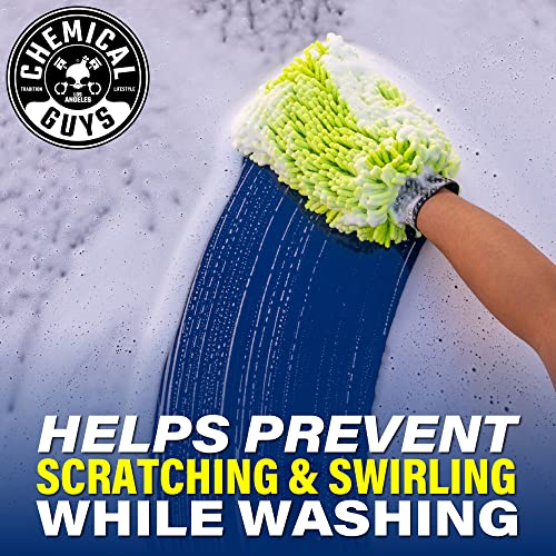 Chenille Microfiber Wash Mitt for Cars, Lime Green, Single - view 3