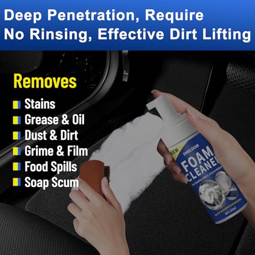 Car Interior Cleaner Kit Multifunctional Foam Cleaner, Clean Cars Seat Carpet Upholstery with Detailing Brush & Towel Deep Inside Cleaning Remove Stain from Leather/Fabric/Vinyl/Plastic - 5oz - view 3
