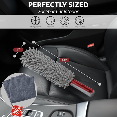 Car Duster Interior, 360° Microfiber Fingers, Lint & Scratch Free - view 2