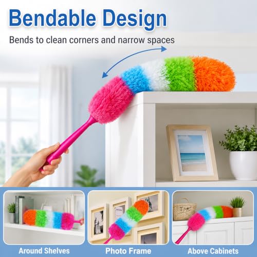 20-Inch Microfiber Hand Duster, Car Interior Detailing Duster, Rainbow Feather Duster for Car, Home, Office Cleaning - view 3