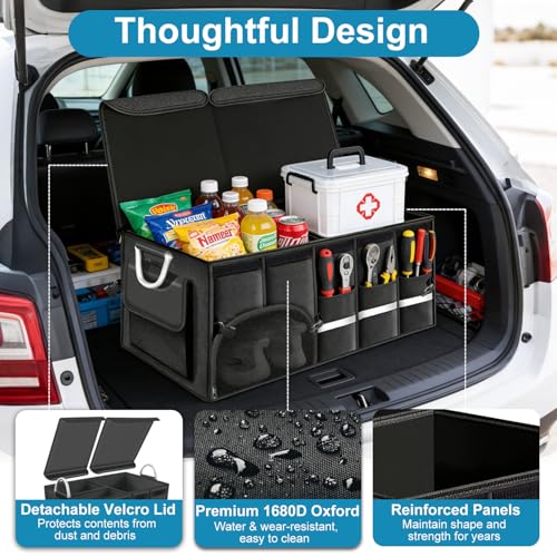 92L Large Collapsible Trunk SUV Organizer with Cover - view 3