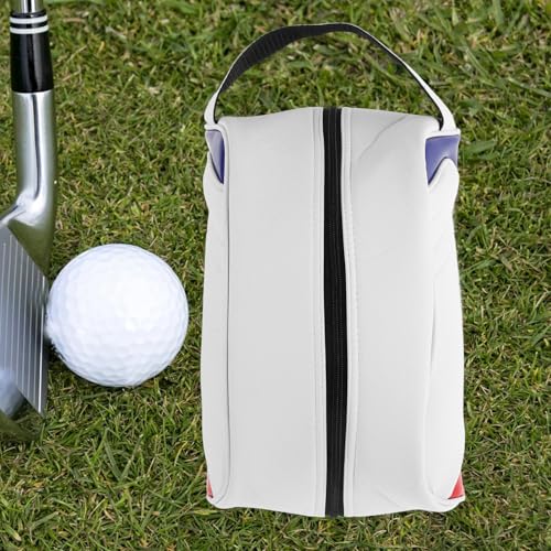 White PU Golf Shoe Travel Organizer Bag with Zippered Closure - view 6