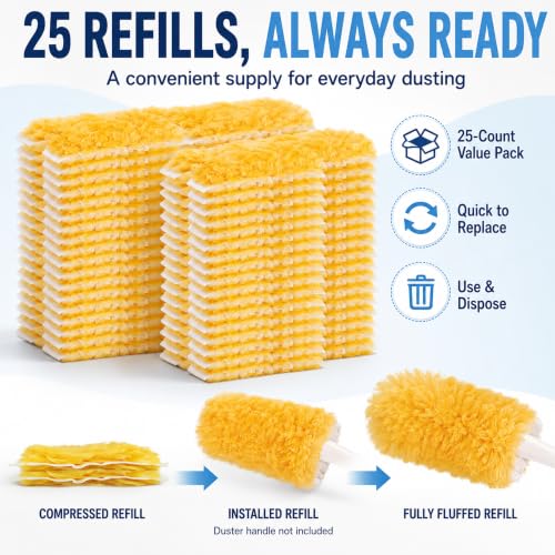 Duster Refills,Disposable Dusters for Cleaning,Heavy Duty Duster Refills, MultiSurface Dusting Wand,Dust Remover for Furniture,Blinds,Ceiling Fans&Home Cleaning Supplies (Orange, 25pcs) - view 7