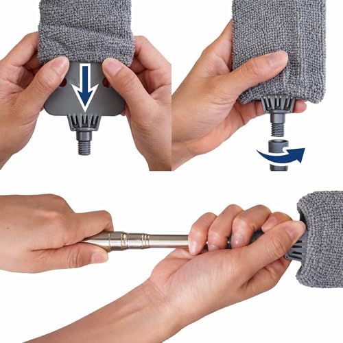 Retractable Gap Dust Cleaner with Extension Pole, Cleaning Tools with 3 Microfiber Dusting Cloths, Extendable Long Handle Duster for Cleaning Under Refrigerator Furniture Appliance - view 7