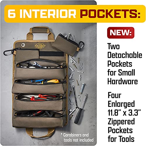 Ryker Heavy Duty Roll Up Tool Bag Organizer w/Detachable Pouches, Gift Men - view 4