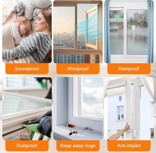 39.4FT Weather Stripping for Doors and Windows, Self-Adhesive Soundproofing Door Seal, Door Insulation for Sliding, Exterior, Frames and Front, 0.35'' Wide x 0.35'' Thick, White - view 3