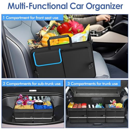 Car Trunk Organizer - 2.5mm PP Board Built, 35L Leakproof Cooler, 105L Capacity, 2 Tie-Down Straps, 4 Adjustable Dividers, Foldable Design for SUVs, Trucks, and Cars - view 7