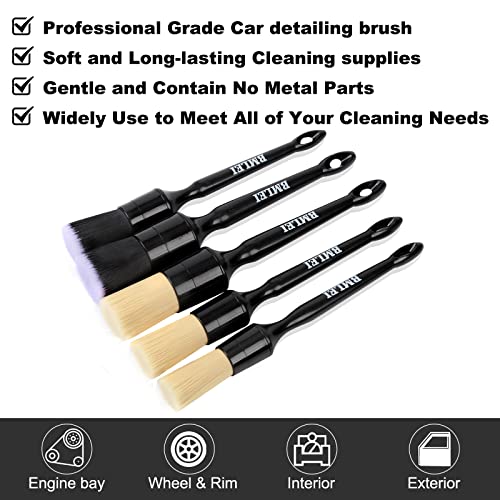 5pcs Car Detailing Brushes Set, Boars Hair Auto Car Detail Brush Kit - view 2