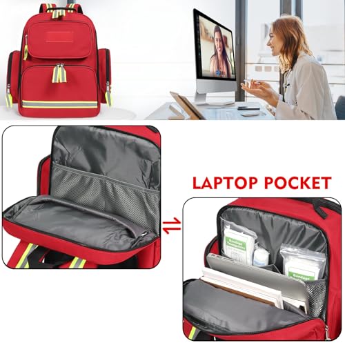 First Aid Backpack - Multi Pocket Emergency Medical Bag for Camping, Trip, Go Bag, Sports Medicine, Trauma (Red, Pack of 2) - view 5