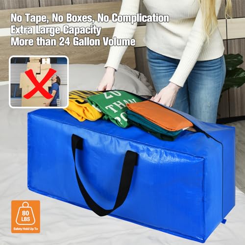 Heavy Duty Blue Moving Bags with Strong Zipper Handles Backpack Straps - view 4
