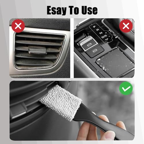 Double Head Brush for Car Clean, Cleaning Brush, Soft Car Detailing Brush, Universal Car Air Vent Cleaner Car Interior Accessories Fit for Cleaning Panels, Air Vent, Leather, Computer (Black) - view 4