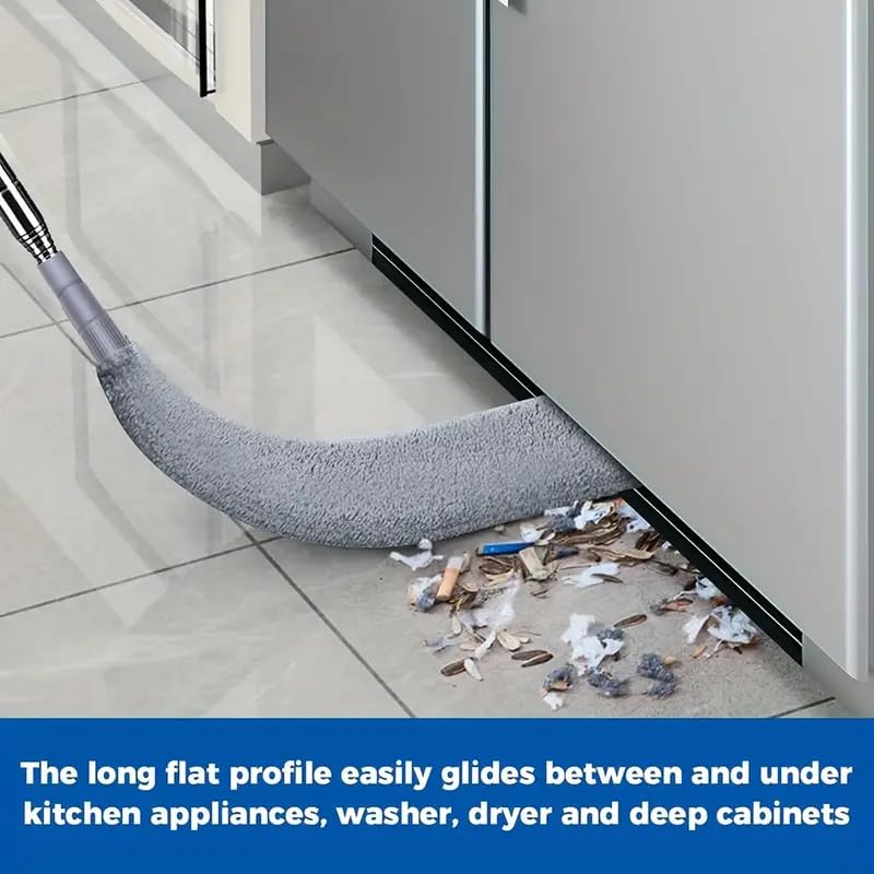 Retractable Gap Dust Cleaner Cleaning Tools with 2 Microfiber Dusting Cloths Long Handle 60inches Washable and Retractable Duster Brush for Cleaning Under Appliances Furniture Couch Fridge - view 2