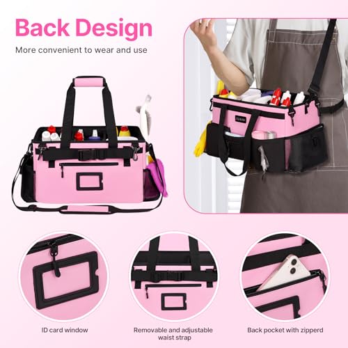 Large Wearable Cleaning Caddy Bag with Handles, Pink - view 4