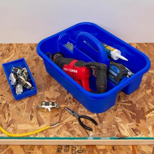 09185 Plastic Tote Tool & Supply Cleaning Caddy with Handle, (18-3/8-Inch x 13-7/8-Inch x 9-Inch), Blue (09185BLUE) - view 6