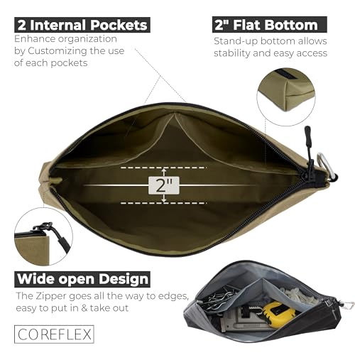 Premium Tool Pouch Zipper Bag, Small Tool Bag, Multipurpose Storage pouch, Heavy duty Flat Bottom Tool bag with YKK Zipper (6 pack Large 12inch) - view 2