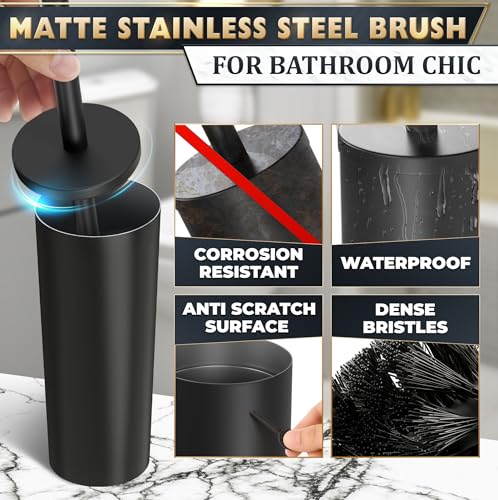 Black Toilet Brush and Holder Set, Matte Black Toilet Bowl Cleaner Brush - view 3