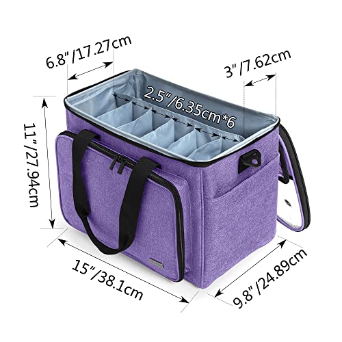 Knitting Bag, Yarn Storage Organizer Crochet Bag Tote, Purple - view 6