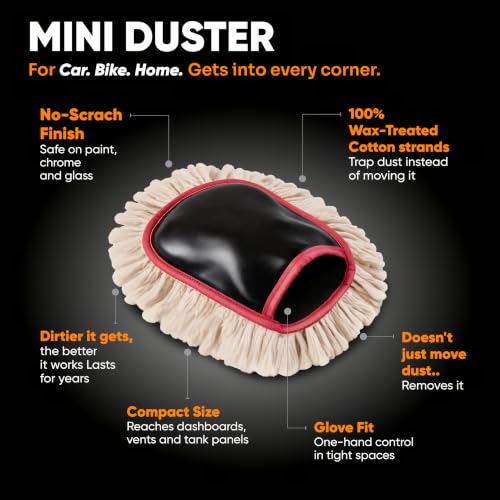 Mini Duster (Pack of 2) for Cleaning Dust from Car Interiors & Bikes. Scratch Proof, Water Saver & Eco-Friendly Brush, Black - view 2