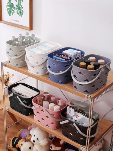 Portable Shower Caddy 2 Pack, Tote Plastic Storage Basket with Handle Shelf Organizers Bin for Bathroom, College Dorm, Kitchen, Garden, Camping, Cleaning Supplies (White 1 pcs) - view 5