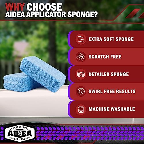 Microfiber Applicator Pad-8 Pack, Car Wash Sponge, Blue - view 3