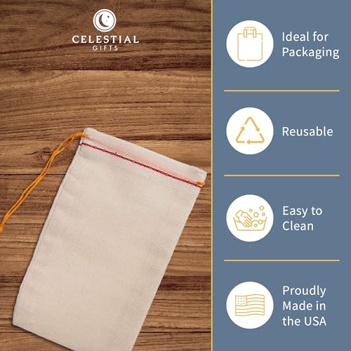 100% Cotton Drawstring Muslin Bags, Medium 5x7, 25 Pcs - view 2